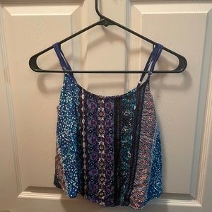 Blue tribal print crop top